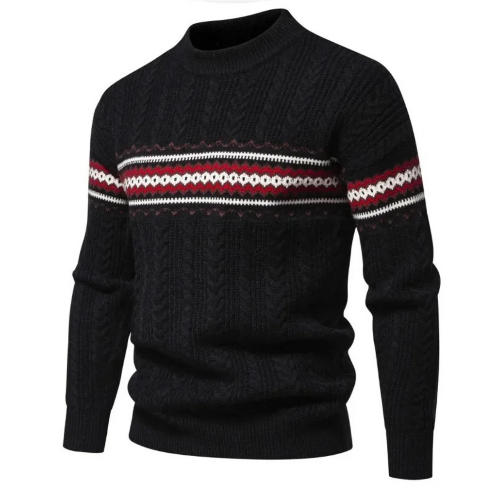 Pull À Motif Nordique Avec Maille Torsadée Pour Hommes | Idéal Pour Col Contrastant Et Manches Longues