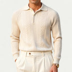 Chemise Tricotée à Manches Longues avec Col Polo pour Homme | Idéale pour la Mi-Saison