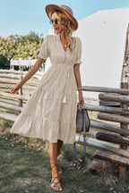 Robe Mi-Longue avec Détail à Nouer pour Femmes | Idéale pour l’Été