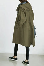 Trench à Capuche avec Fermeture Boutonnée pour Femme | Idéal pour les Jours de Pluie