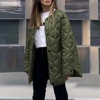 Veste Matelassée À Col Rond avec Poches pour Femme | Idéale pour La Saison Automne-Hiver