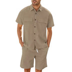 Ensemble Chemise à Manches Courtes et Short à Taille Élastique pour Homme | Idéal Pour Les Activités Quotidiennes