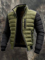 Veste Matelassée Avec Zip Frontal Et Manches Contrastées Pour Homme | Idéale Pour La Saison Froide