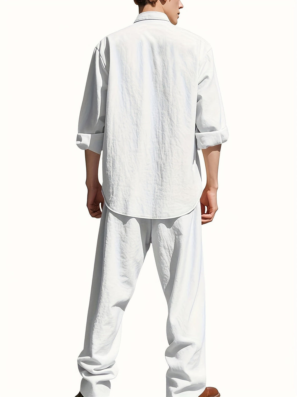 Ensemble Deux Pièces avec Col Mao et Taille Élastique pour Homme | Idéal pour la Saison Chaude