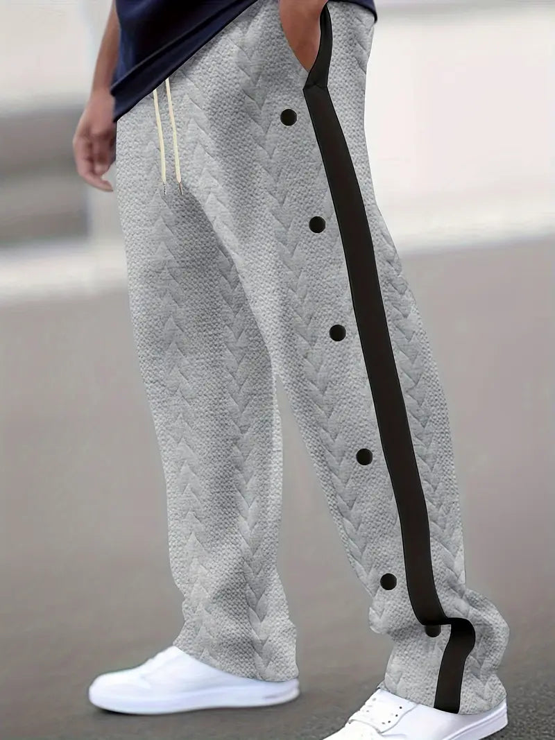 Pantalon Large avec Boutons Latéraux et Taille à Cordon pour Homme | Idéal pour un Usage Quotidien