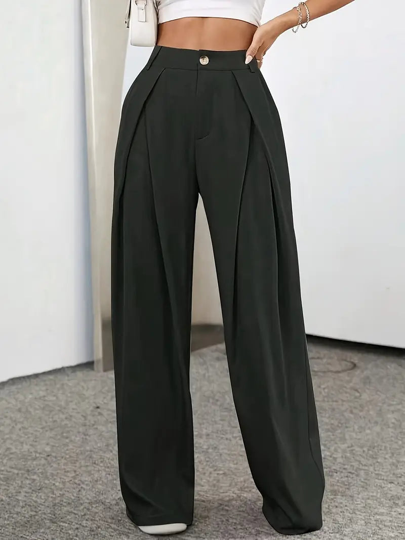 Pantalon Plissé à Taille Haute pour Femme | Idéal pour le Bureau et les Sorties Décontractées