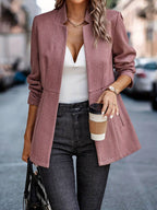 Blazer Rayé Avec Col Montant Pour Femmes | Idéal Pour Le Bureau Et Les Sorties