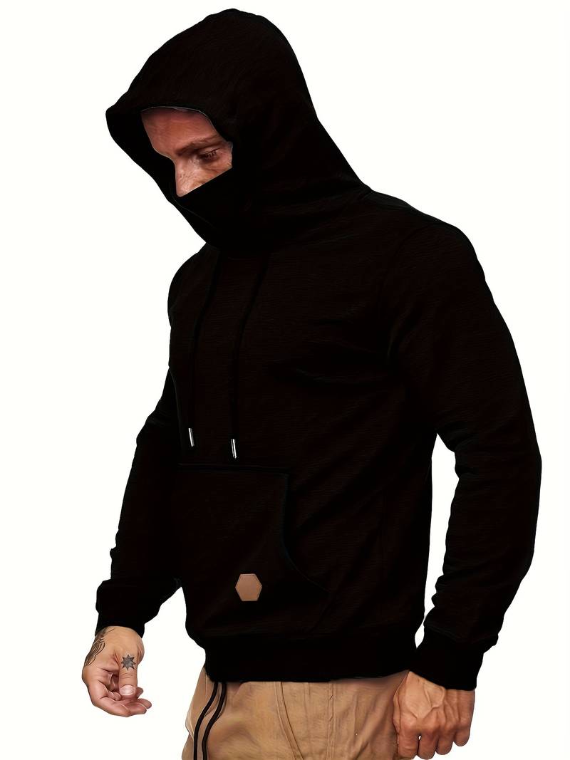Sweat À Capuche Avec Masque Intégré Et Manches Longues Pour Homme | Idéal Pour Un Usage Quotidien