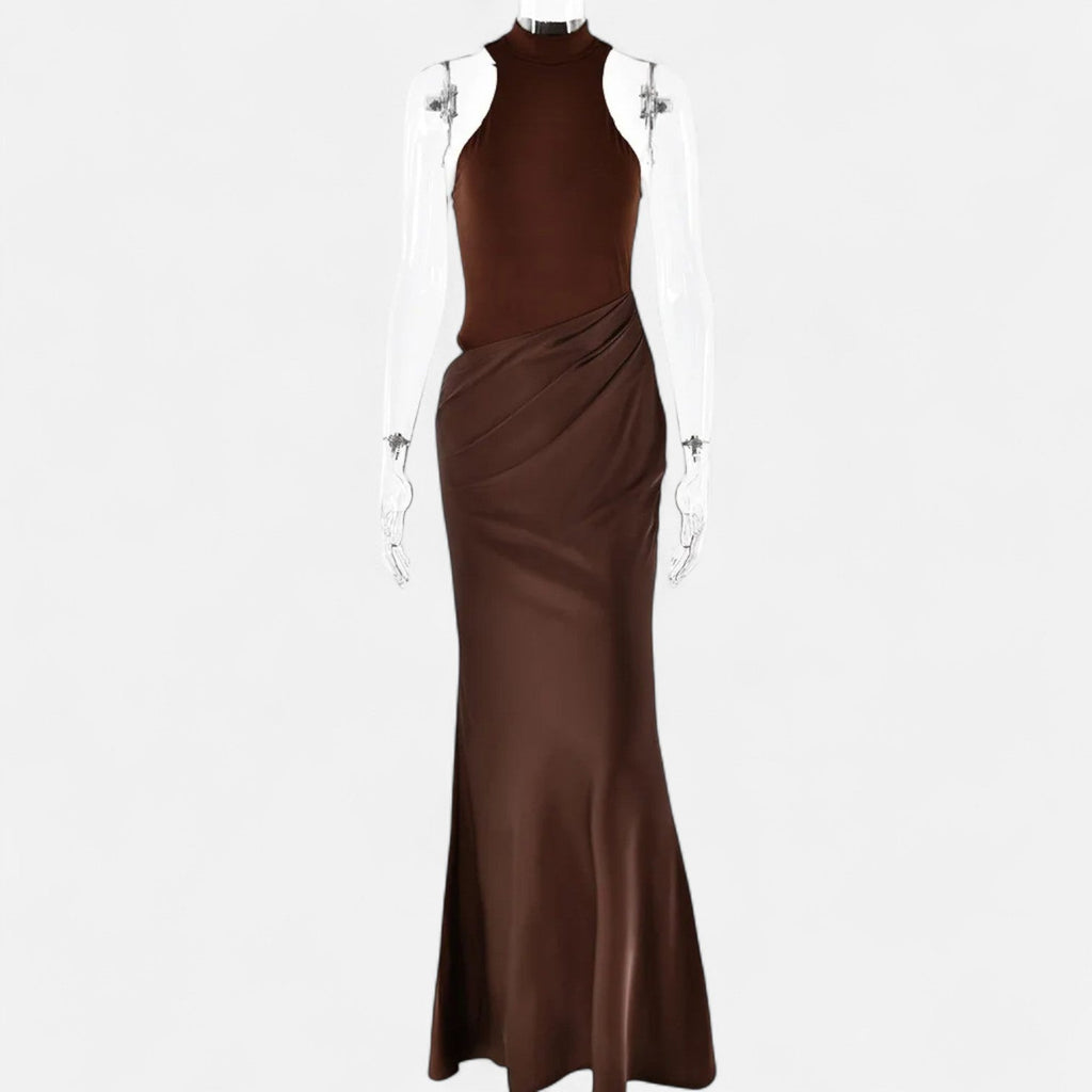 Robe Maxi Avec Col Montant Et Coupe Ajustée Pour Femme | Idéale Pour Les Occasions Formelles