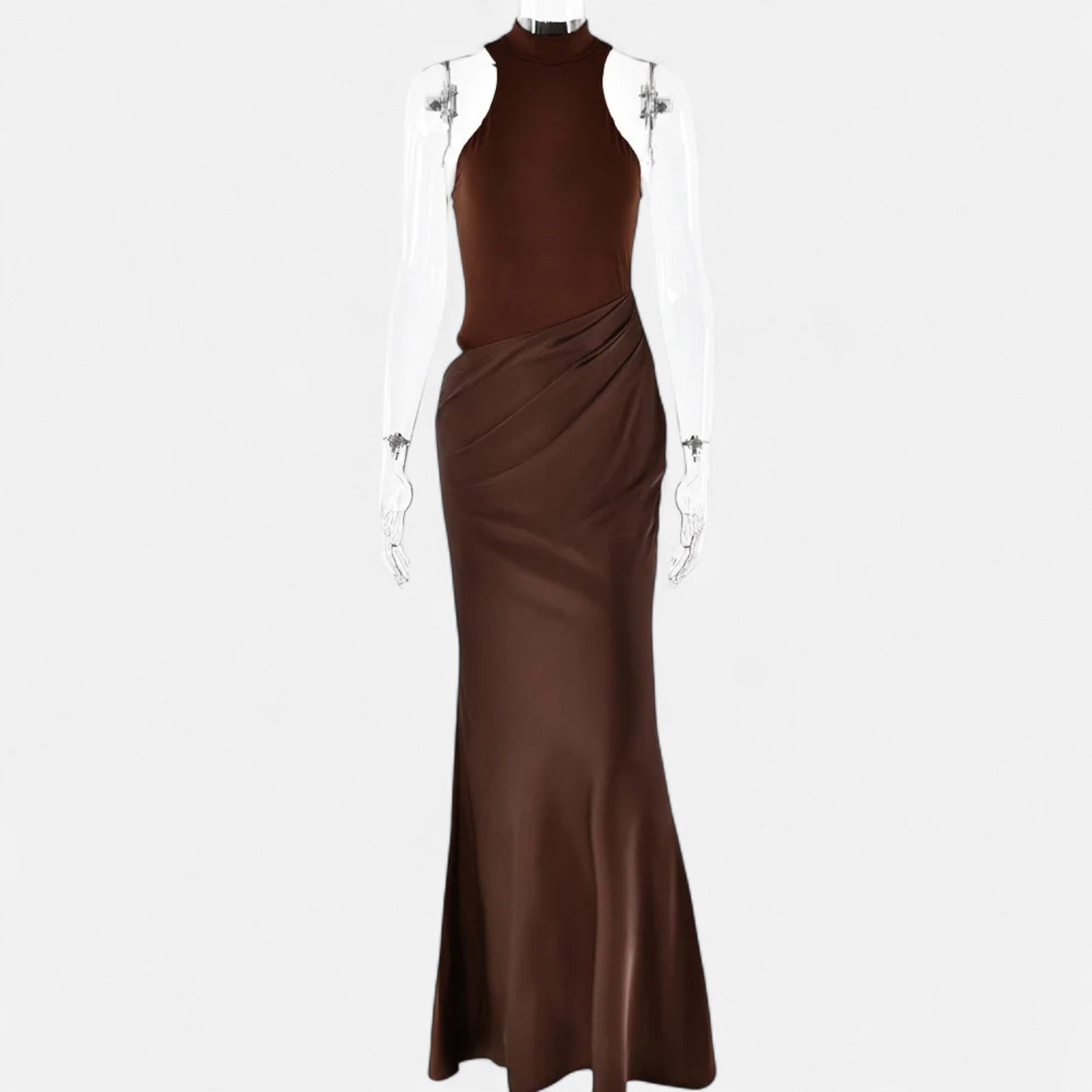 Robe Maxi Avec Col Montant Et Coupe Ajustée Pour Femme | Idéale Pour Les Occasions Formelles