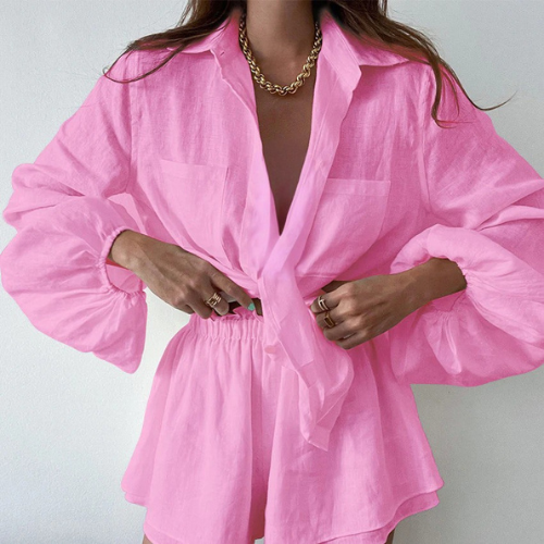 Ensemble Deux Pièces avec Blouse Ample et Short pour Femme | Idéal pour les Journées Décontractées