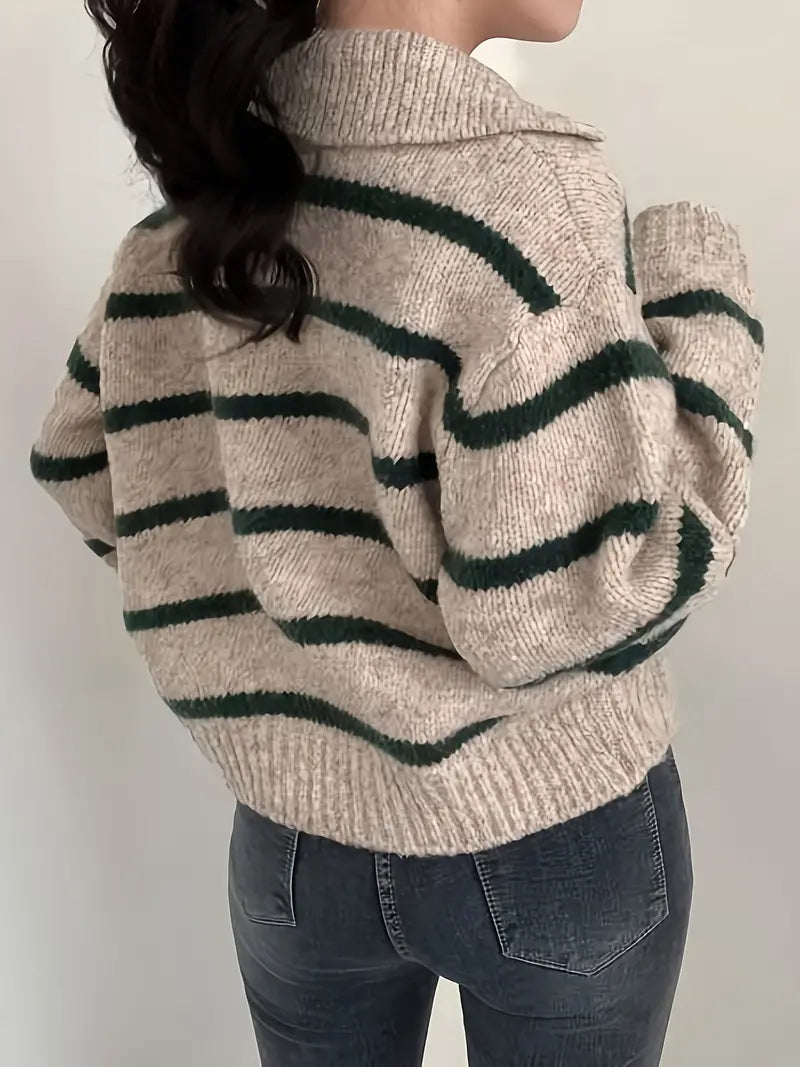 Pull Rayé À Coupe Droite Pour Femme | Idéal Pour Usage Quotidien