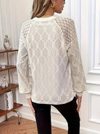 Blouse À Manches Longues Avec Motif Texturé Et Col Rond Pour Femmes | Idéal Pour Un Usage Quotidien