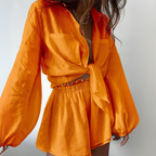 Ensemble Deux Pièces avec Blouse Ample et Short pour Femme | Idéal pour les Journées Décontractées