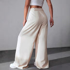 Pantalon Tailleur À Jambe Large Avec Taille Haute Pour Femme | Idéal Pour Usage Professionnel Et Quotidien