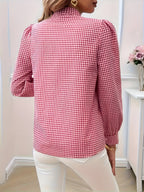 Blouse à Carreaux avec Détail Nœud pour Femme | Idéale pour Usage Quotidien et Bureau