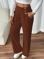 Pantalon Large À Taille Élastique Avec Poches Latérales Pour Femme | Idéal Pour Usage Quotidien