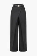 Pantalon Taille Haute À Ceinture Croisée Avec Jambe Large Pour Femmes | Idéal Pour Un Usage Quotidien