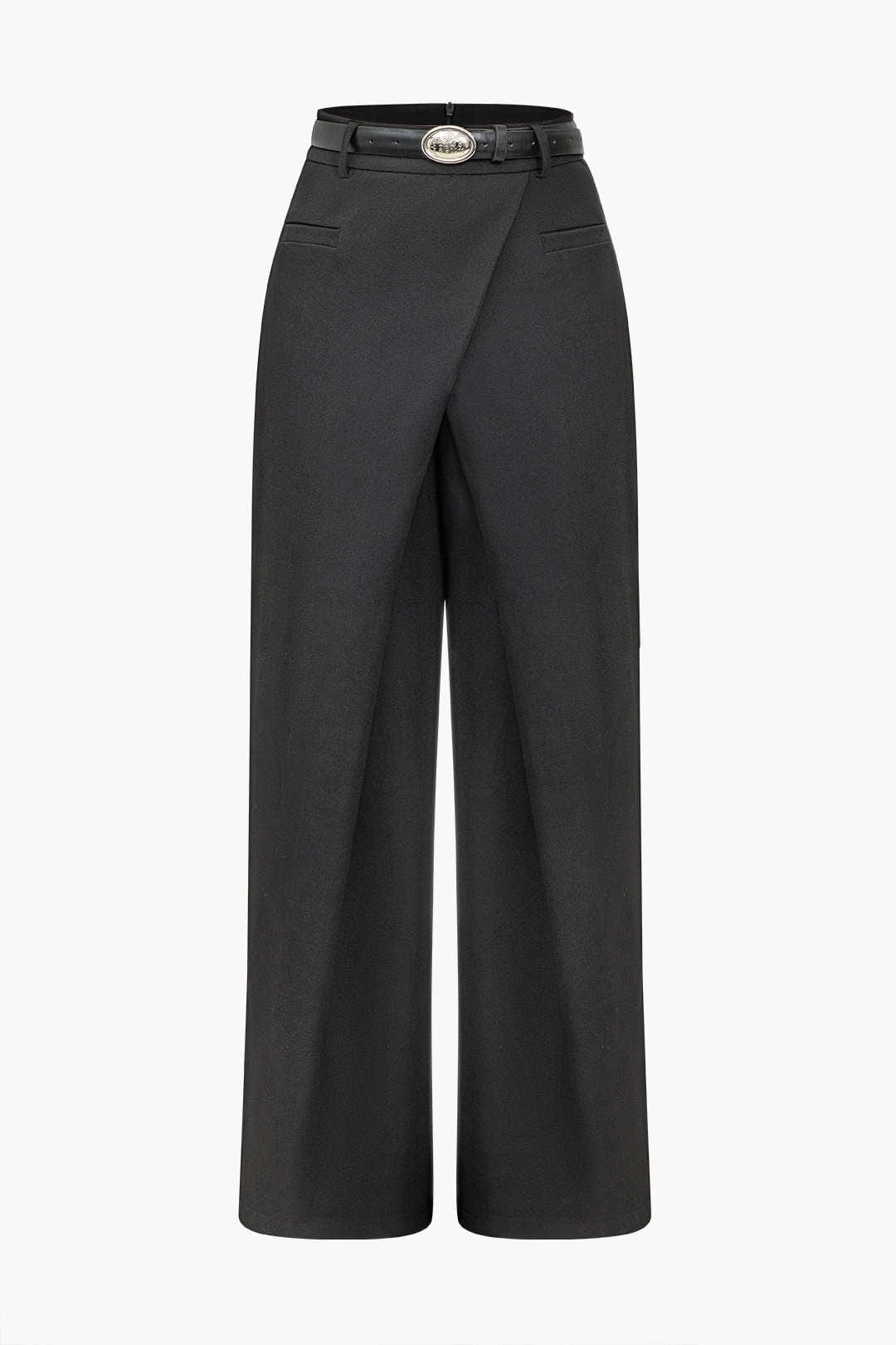 Pantalon Taille Haute À Ceinture Croisée Avec Jambe Large Pour Femmes | Idéal Pour Un Usage Quotidien