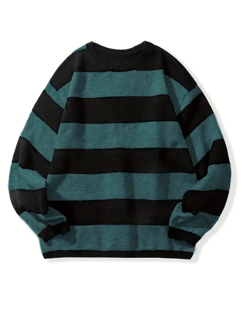Pull Rayé à Col Rond avec Style Rétro pour Homme | Idéal pour le Quotidien et les Sorties