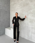 Ensemble Blazer Drapé Et Pantalon Droit Pour Femme | Idéal Pour Occasions Formelles