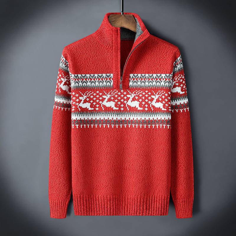 Pull Tricoté Avec Demi-Fermeture Zippée Et Col Montant Pour Homme | Idéal Pour Les Journées Décontractées En Saison Fraîche