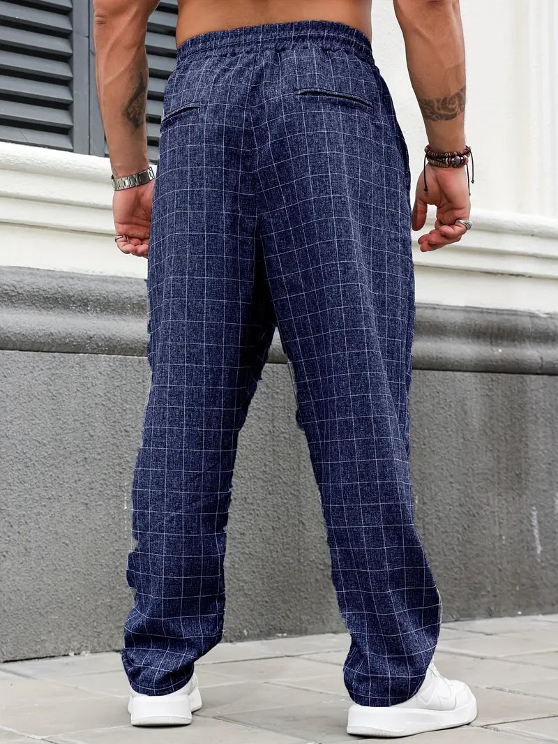 Pantalon à Motif avec Taille Élastique et Cordon pour Homme | Idéal pour un Usage Quotidien