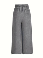 Pantalon Large Taille Haute Avec Plis Frontaux Pour Femme | Idéal Pour Usage Quotidien Et Professionnel