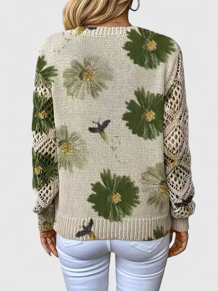 Pull À Motif Floral Avec Col En V Et Manches Longues Pour Femmes | Idéal Pour Le Quotidien