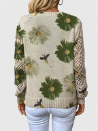 Pull À Motif Floral Avec Col En V Et Manches Longues Pour Femmes | Idéal Pour Le Quotidien