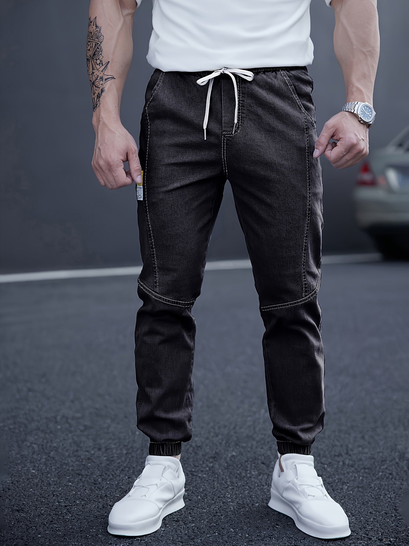 Pantalon Cargo avec Taille Élastiquée et Chevilles Ajustées pour Homme | Idéal pour le Quotidien