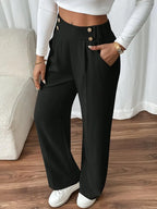 Pantalon Large À Taille Élastique Avec Poches Latérales Pour Femme | Idéal Pour Usage Quotidien