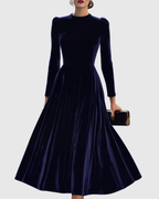 Robe Midi En Velours Avec Coupe Ajustée Et Jupe Évasée Pour Femme | Idéale Pour Les Soirées Et Événements Formels