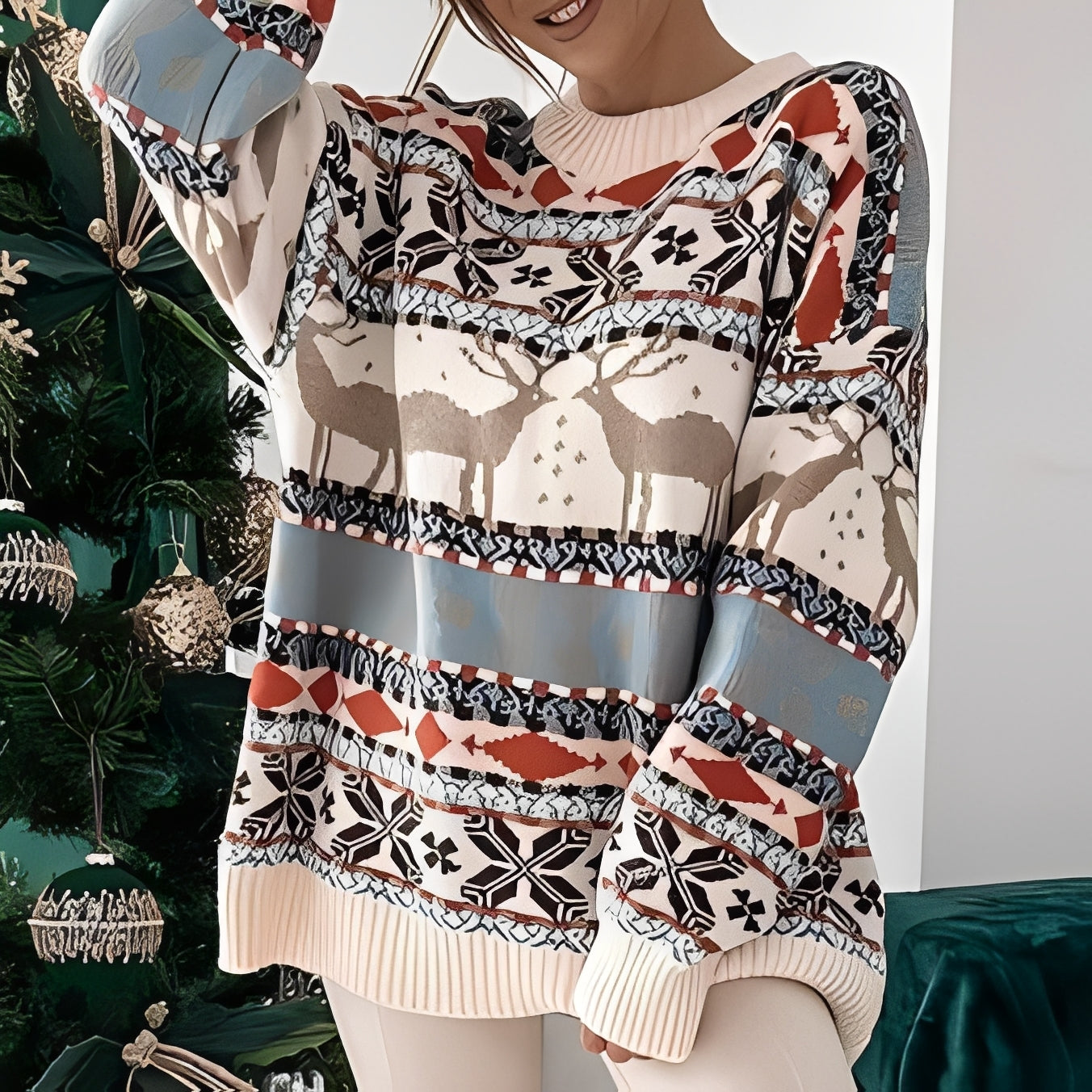 Pull de Noël avec Motif Saisonniers pour Femme | Idéal pour Occasions Hivernales