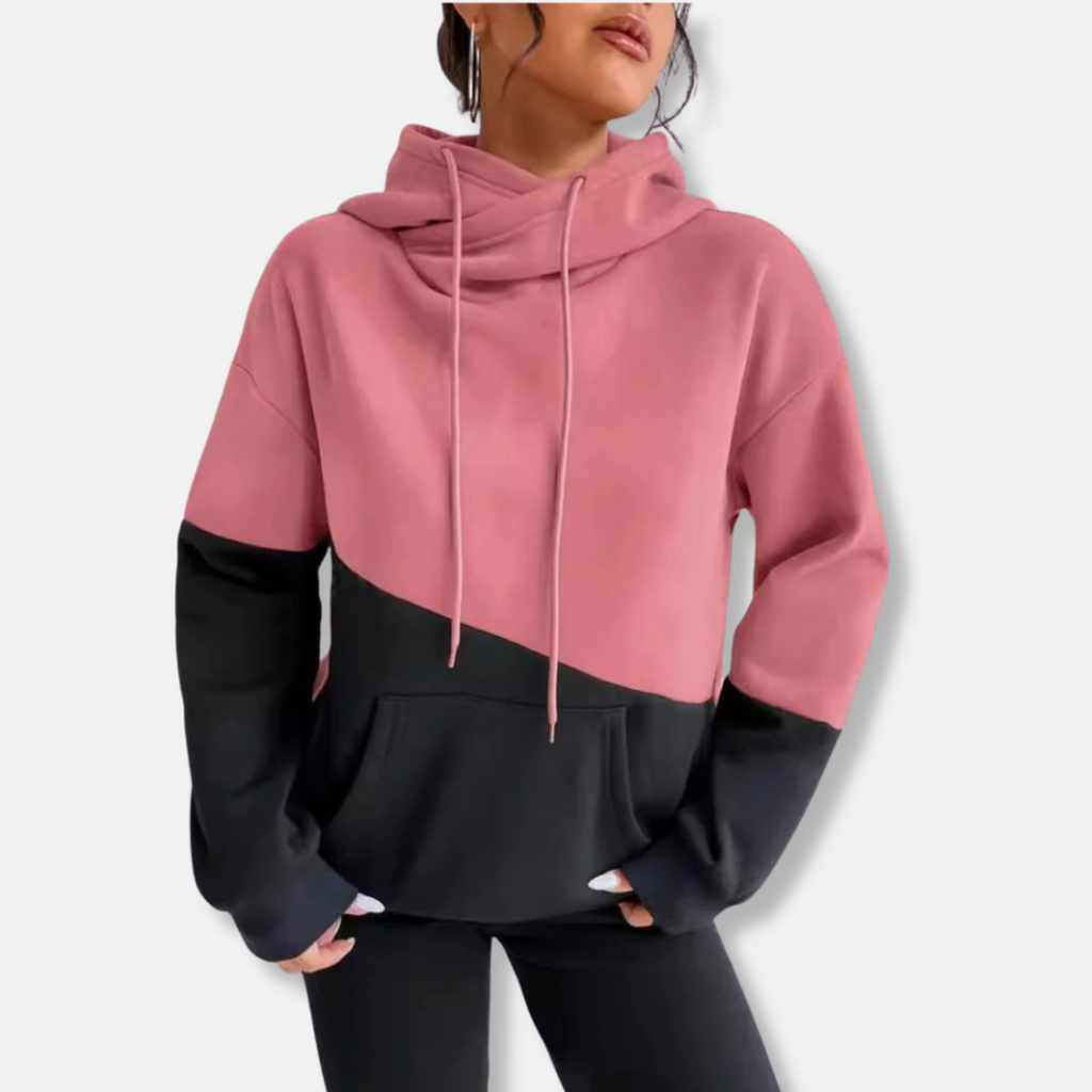 Sweat À Capuche Bicolore avec Poche Kangourou pour Femme | Idéal pour Les Tenues Décontractées
