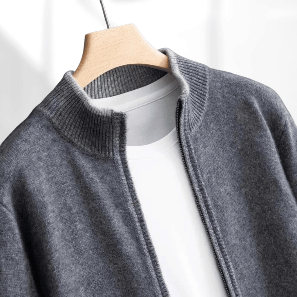 Veste Zippée avec Coupe Ajustée et Détails Côtelés pour Hommes | Idéale pour Automne et Hiver