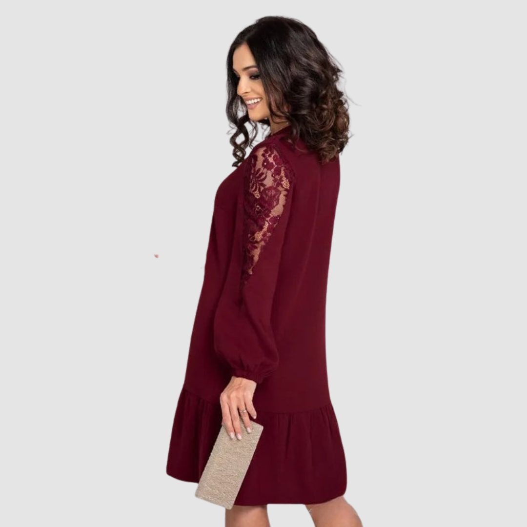 Robe Midi avec Manches à Détails en Dentelle pour Femme | Idéale pour Occasions Décontractées et Formelles