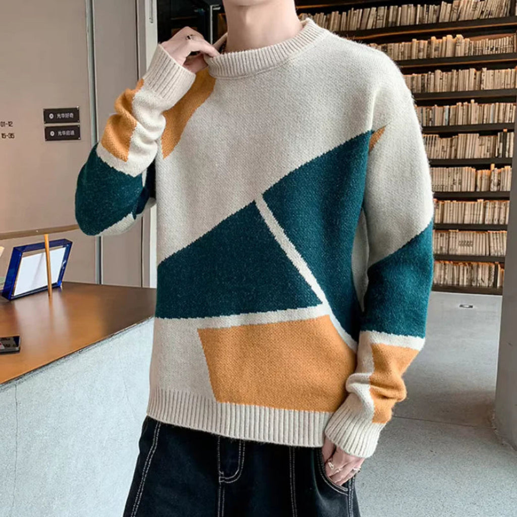 Pull-Over Homme à Motif Géométrique pour Usage Quotidien | Idéal pour Diverses Occasions