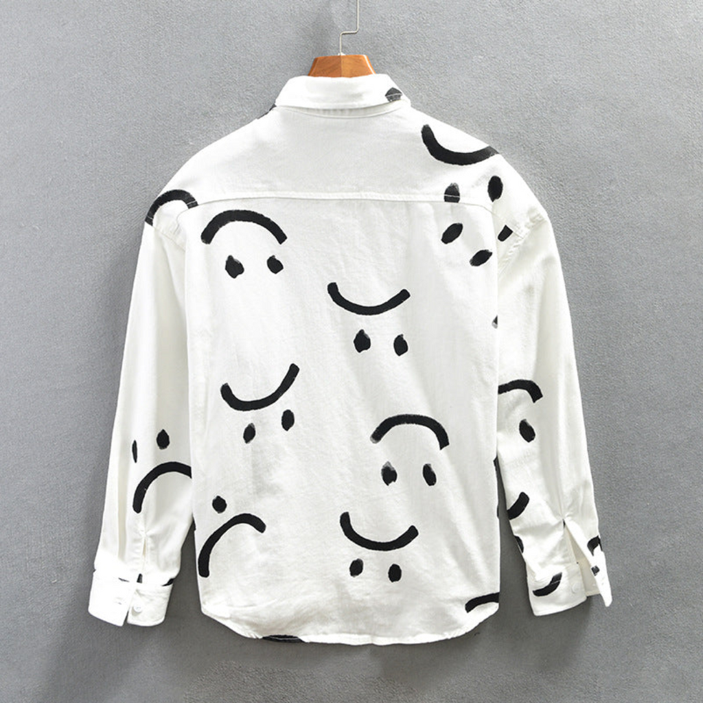 Chemise À Manches Longues Pour Homme Avec Imprimé Smiley | Idéale Pour Usage Quotidien