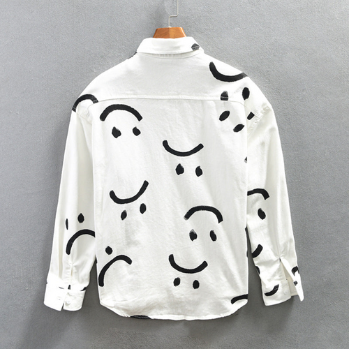 Chemise À Manches Longues Pour Homme Avec Imprimé Smiley | Idéale Pour Usage Quotidien