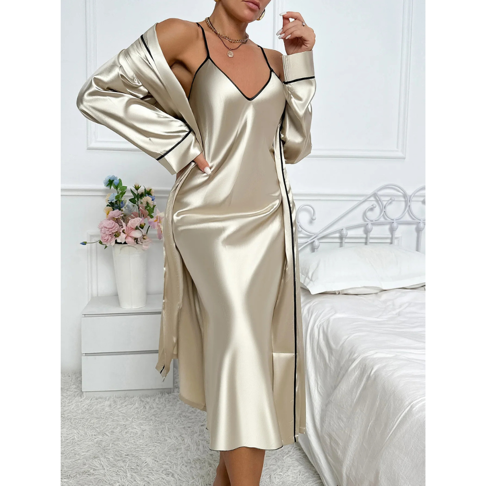 Ensemble Pyjama avec Robe Et Kimono pour Femme | Idéal pour La Détente À La Maison