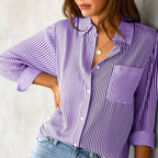 Blouse Rayée À Manches Longues Avec Coupe Ample Pour Femme | Idéale Pour Usage Quotidien Et Loisirs