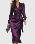 Robe Portefeuille en Satin avec Coupe Ajustable pour Femme | Idéale pour Événements et Soirées