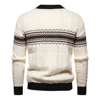 Pull À Motif Nordique Avec Maille Torsadée Pour Hommes | Idéal Pour Col Contrastant Et Manches Longues