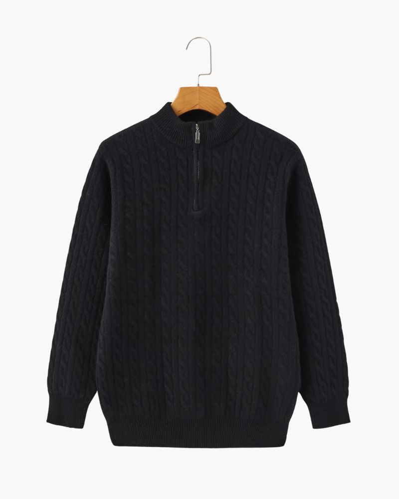 Pull pour Homme avec Col Zippé et Motif en Torsades | Idéal pour l’Hiver
