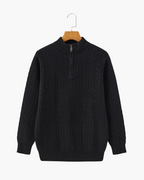 Pull pour Homme avec Col Zippé et Motif en Torsades | Idéal pour l’Hiver