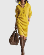 Robe Midi à Col Boutonné pour Femme | Idéale pour la Saison Hivernale et un Usage Quotidien