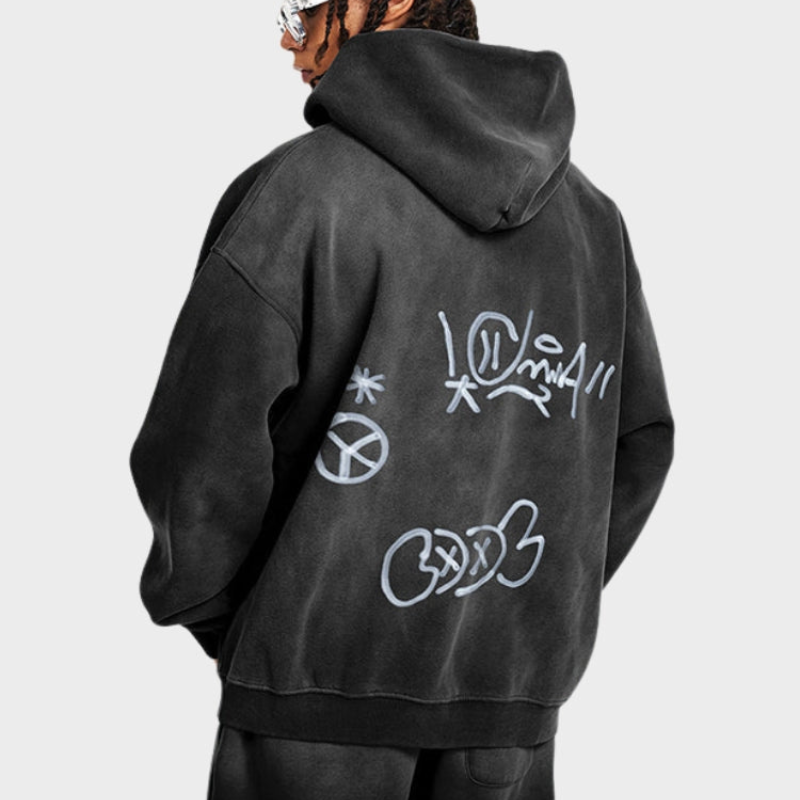 Sweat à Capuche Oversize avec Imprimé Graffiti pour Adultes | Idéal pour les Tenues Urbaines