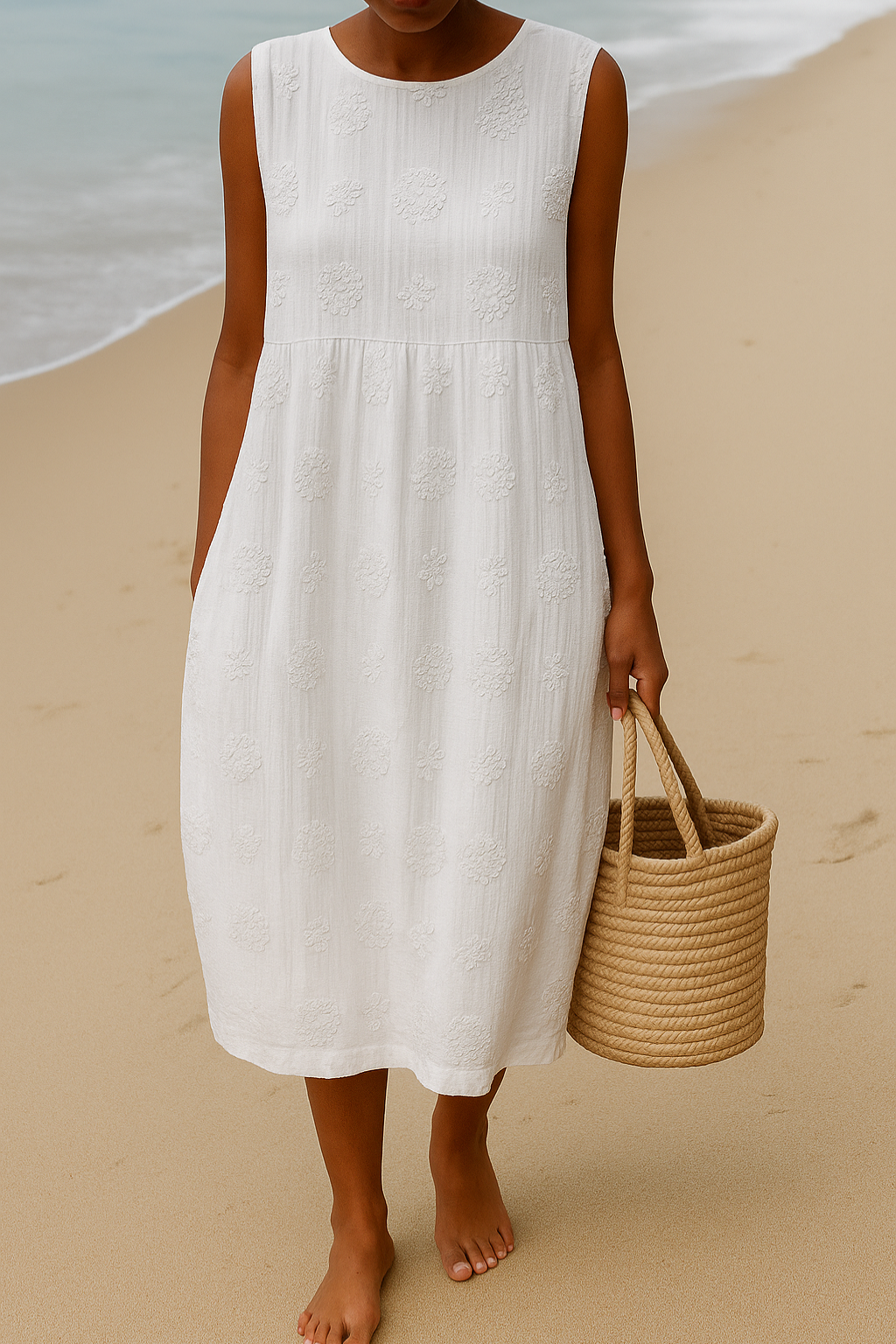 Robe Midi Fleurie Sans Manches pour Femme | Idéale pour la Saison Estivale et les Sorties Décontractées