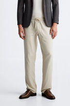 Pantalon De Détente À Taille Élastique Avec Motif Rayé pour Hommes | Idéal pour Un Usage Quotidien